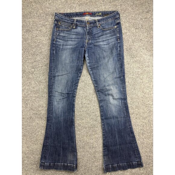 7 For All Mankind Denim - 7 For All Mankind Giselle Jeans Womens 29 Blue Low Rise Flare 32x32 Made USA